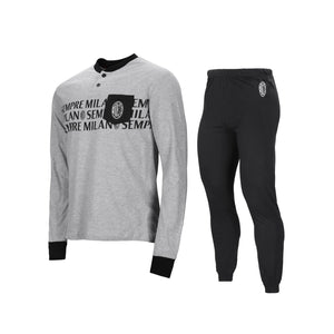 Pigiama uomo Milan serafino cotone leggero B2MI14120 grigio melange