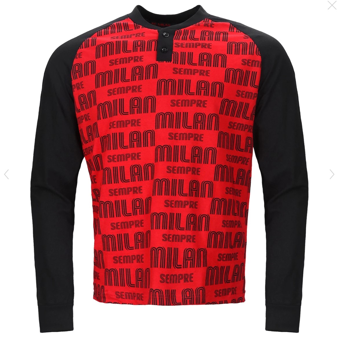Pigiama uomo Milan serafino cotone leggero B2MI14120 rosso