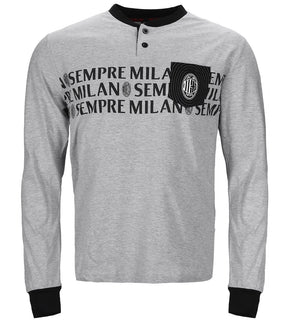 Pigiama uomo Milan serafino cotone leggero B2MI14120 grigio melange