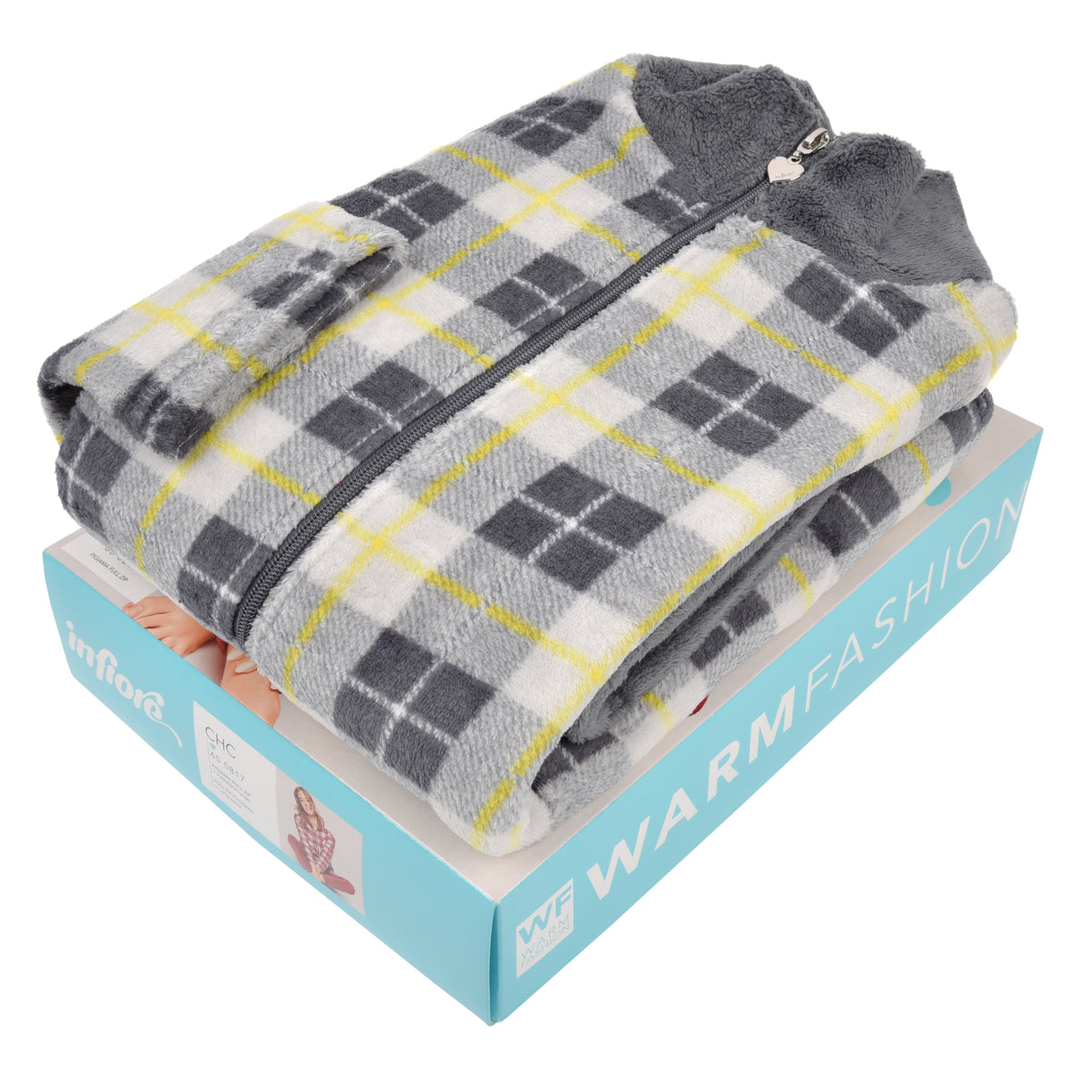 Pigiama donna invernale coral collo alto grigio infiore CHC0817