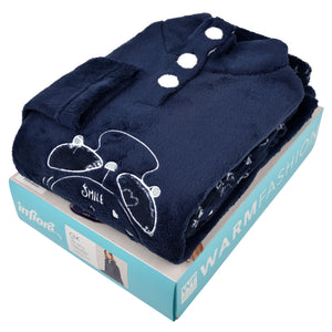 Pigiama donna invernale coral collo alto blu infiore CLK0812