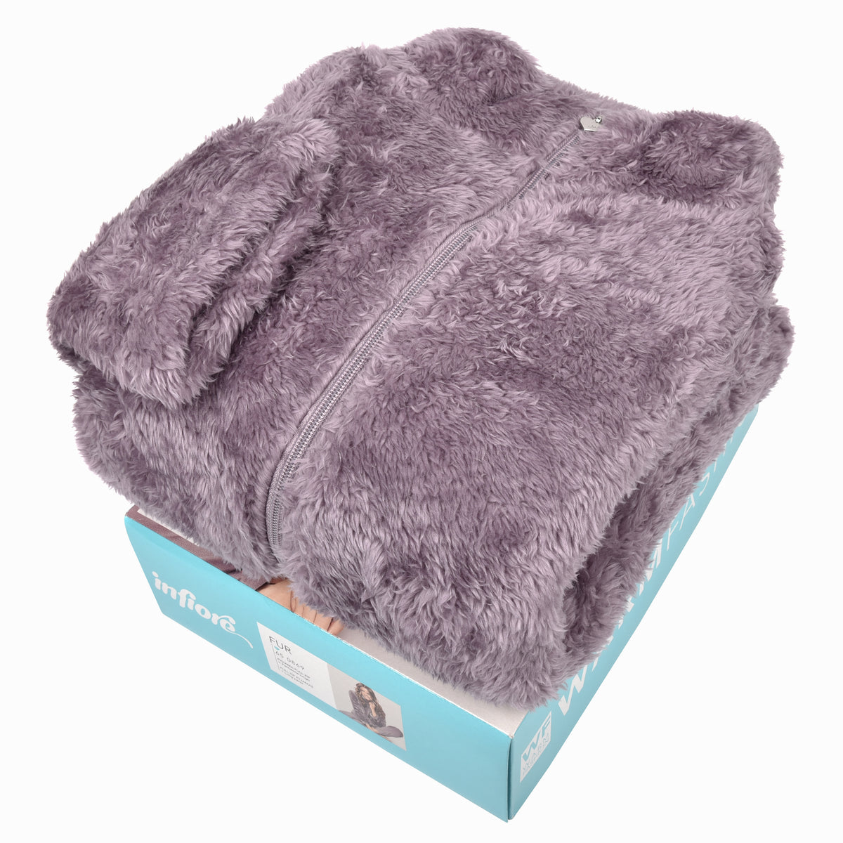 Pigiama donna invernale coral folto collo alto lavanda infiore FUR0869