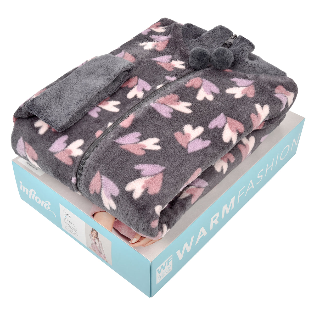 Pigiama donna invernale coral collo alto antracite infiore LVS0723