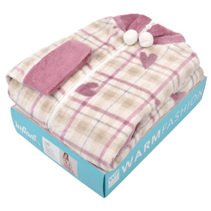 Pigiama donna invernale coral collo alto malva infiore LVS0723