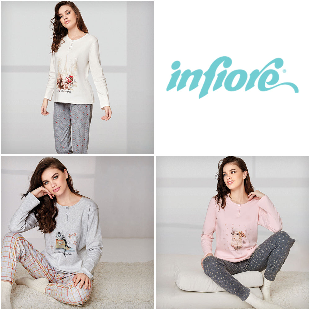 Pigiama donna serafino caldo cotone Infiore SWR1478