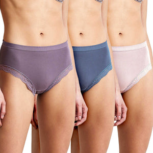 Slip midi donna cotone elasticizzato e pizzo Jadea 3 pezzi