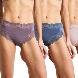 Slip donna cotone elasticizzato e pizzo Jadea 3 pezzi