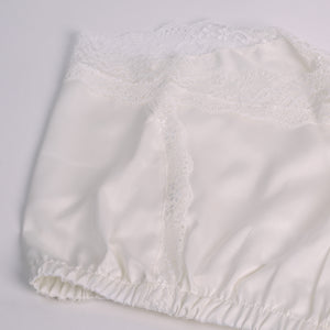 Pigiama top + shorts+ elastico panna in raso e pizzo Irge 1577