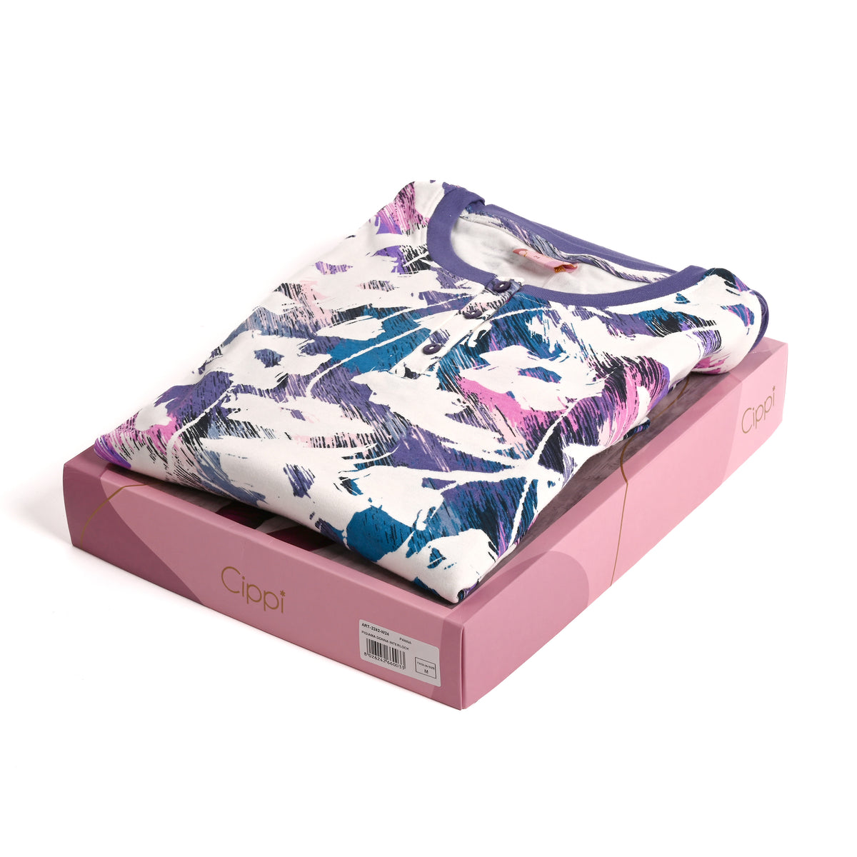 Pigiama Donna fantasia floreale, in caldo cotone Cippi 2242.