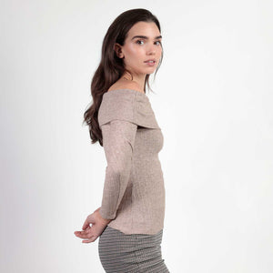Maglia donna a coste con scollo a spalle scoperte Admas 43663