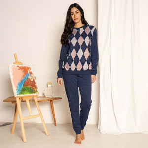 Pigiama donna in punto milano a rombi Ambro D6514.25