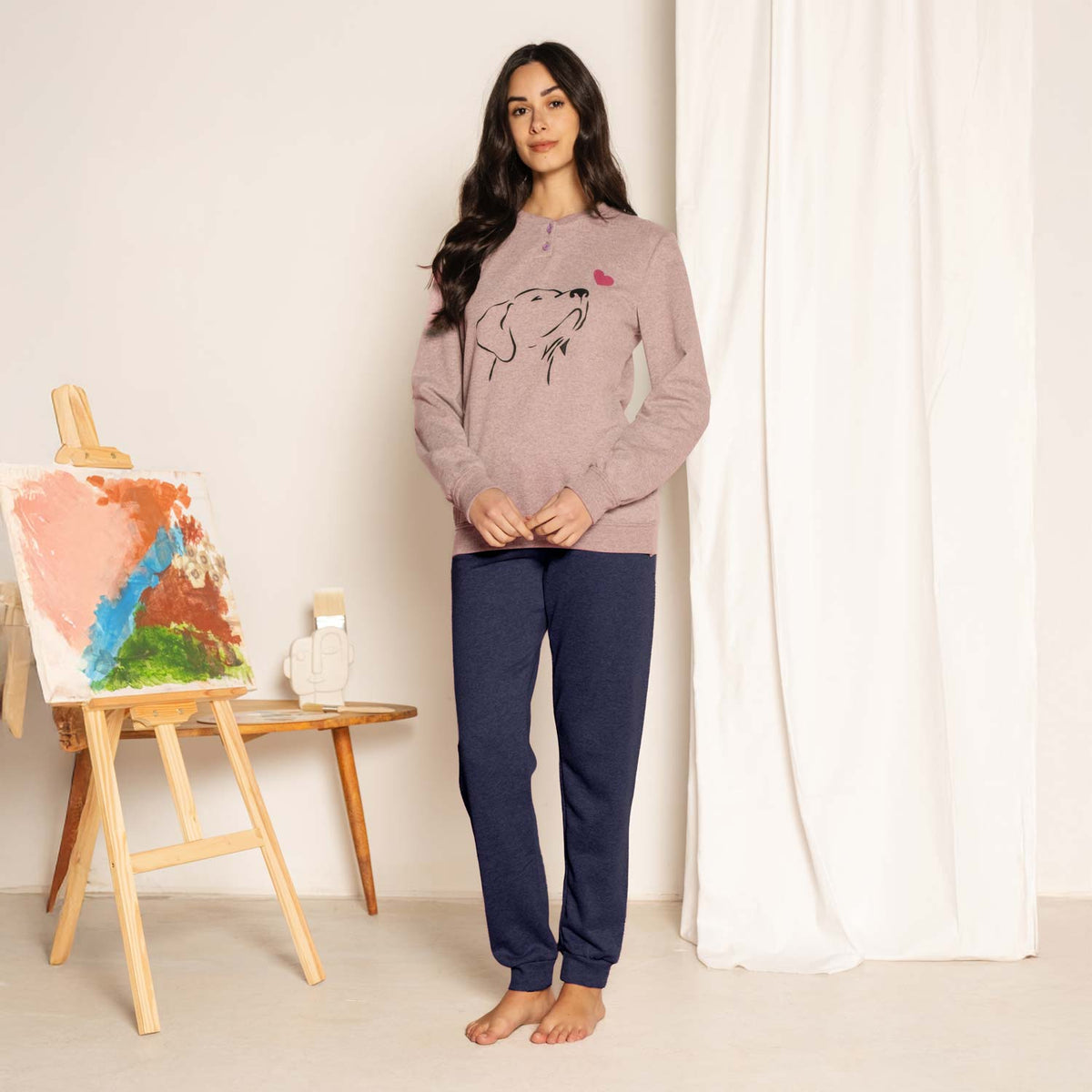 Pigiama donna cagnolino in punto milano Ambro LAAID6515