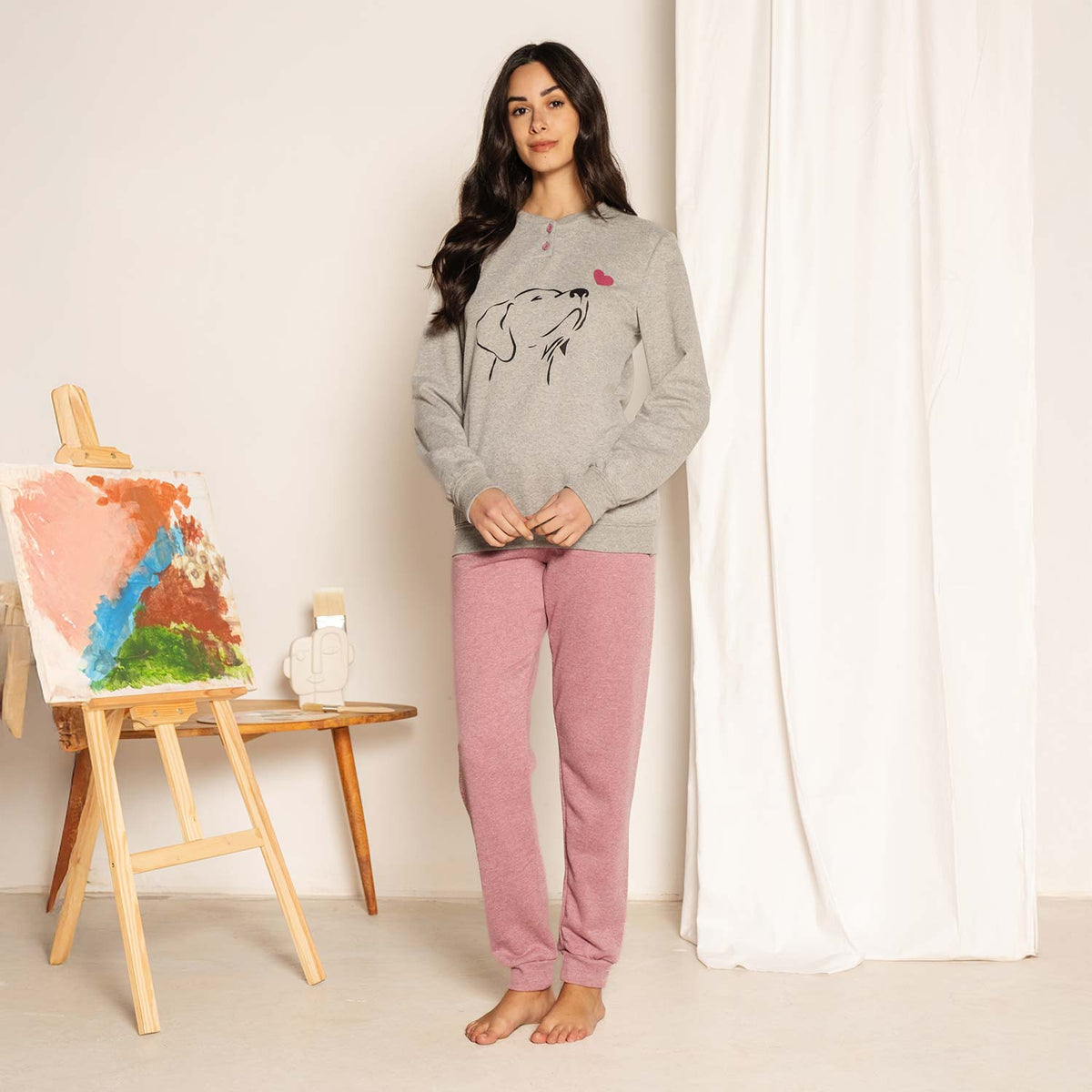 Pigiama donna cagnolino in punto milano Ambro LAAID6515