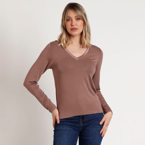 Maglia donna Admas 43496 a V manica lunga sottogiacca