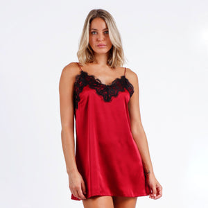 Baby doll Natale Capodanno intimo sexy raso rosso Admas