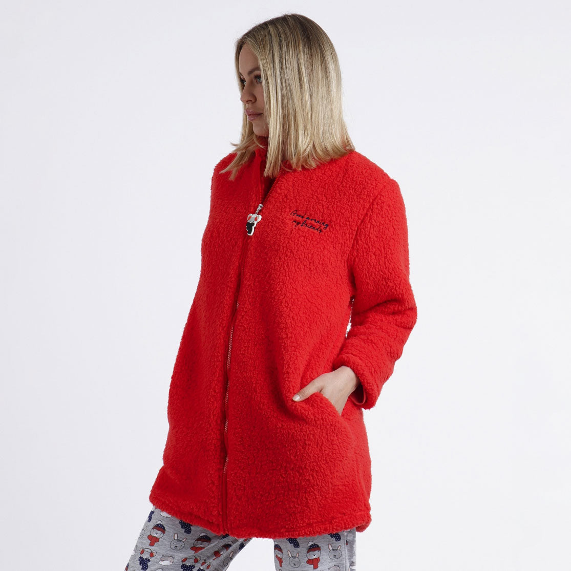 Giacca da Camera in pile sherpa rossa Admas 67038