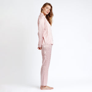 Pigiama donna in raso leopardato rosa aperto Admas 56173