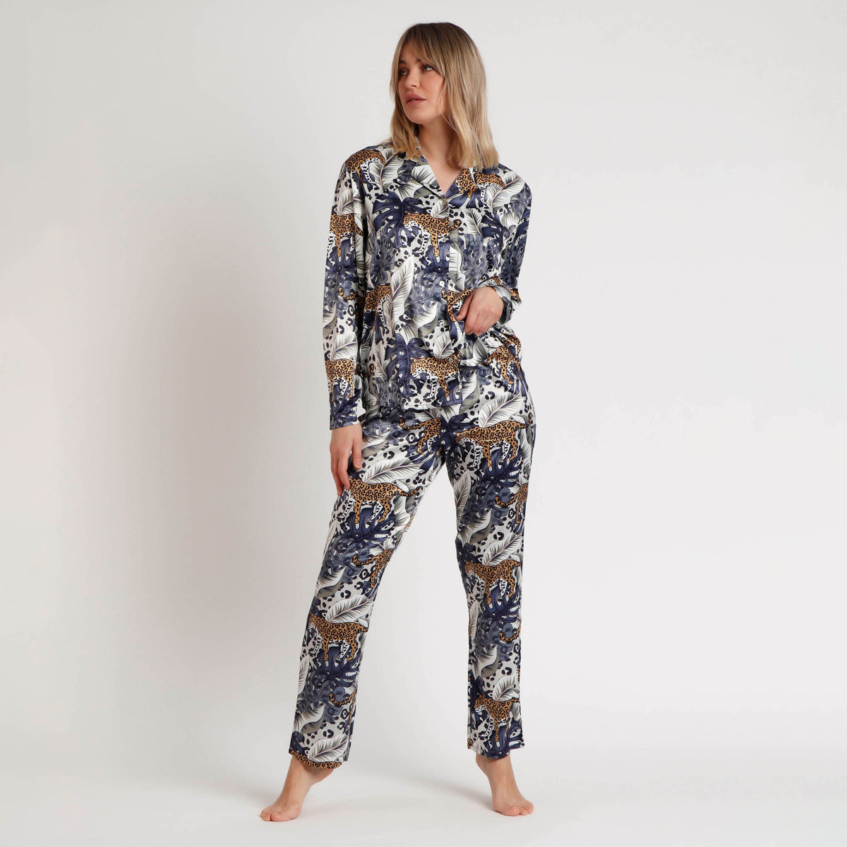 Pigiama in raso lucido fantasia tropical luxury Admas 62556