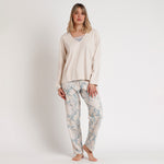 Pigiama caldo cotone scollo a V pizzo Admas Garden 62619