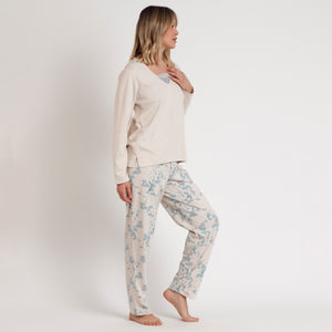 Pigiama caldo cotone scollo a V pizzo Admas Garden 62619