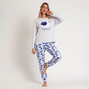 Pigiama donna caldo cotone nuvola stella luna Admas 62623
