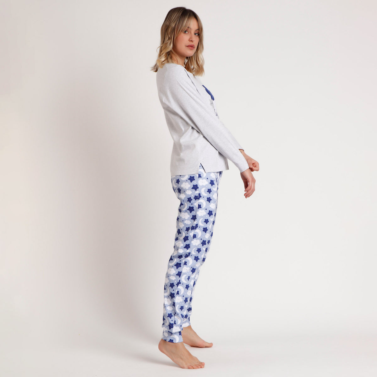 Pigiama donna caldo cotone nuvola stella luna Admas 62623