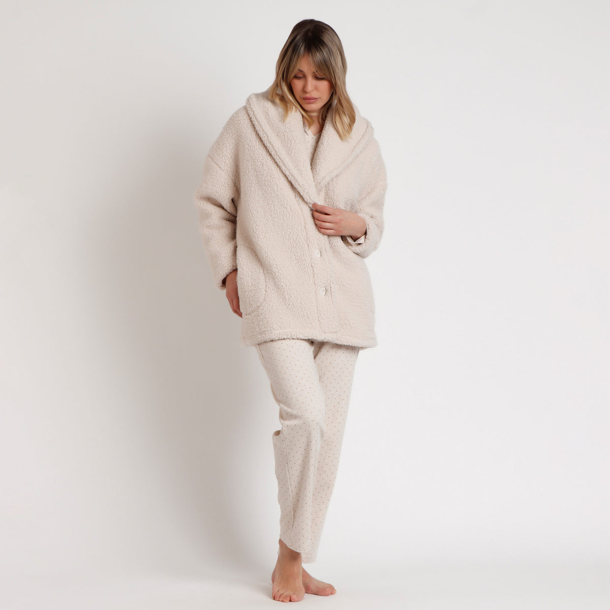 Giacca da camera sherpa Teddy scollo a scialle Admas 67137