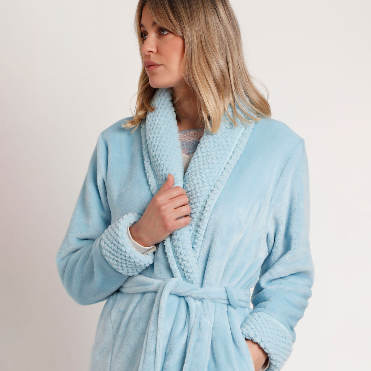 Vestaglia pile donna scollo a scialle con cintura in vita Admas 67146