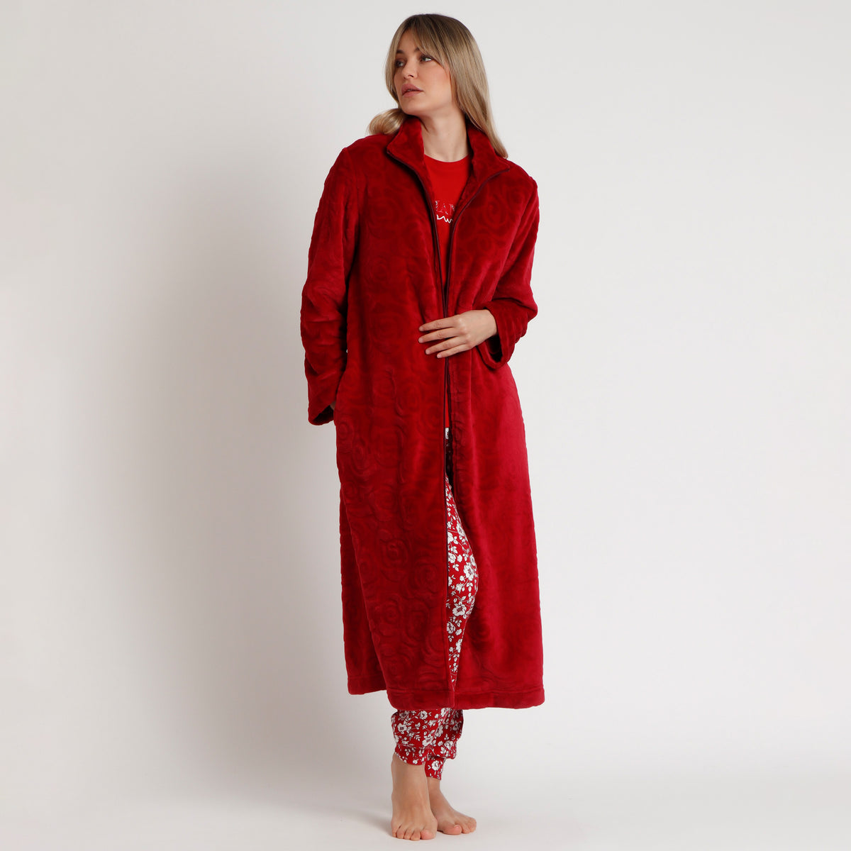 Vestaglia lunga donna dettaglio rose tridimensionali Admas 67165