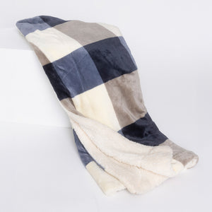 Coperta a quadroni in pile coral e sherpa Admas 69036