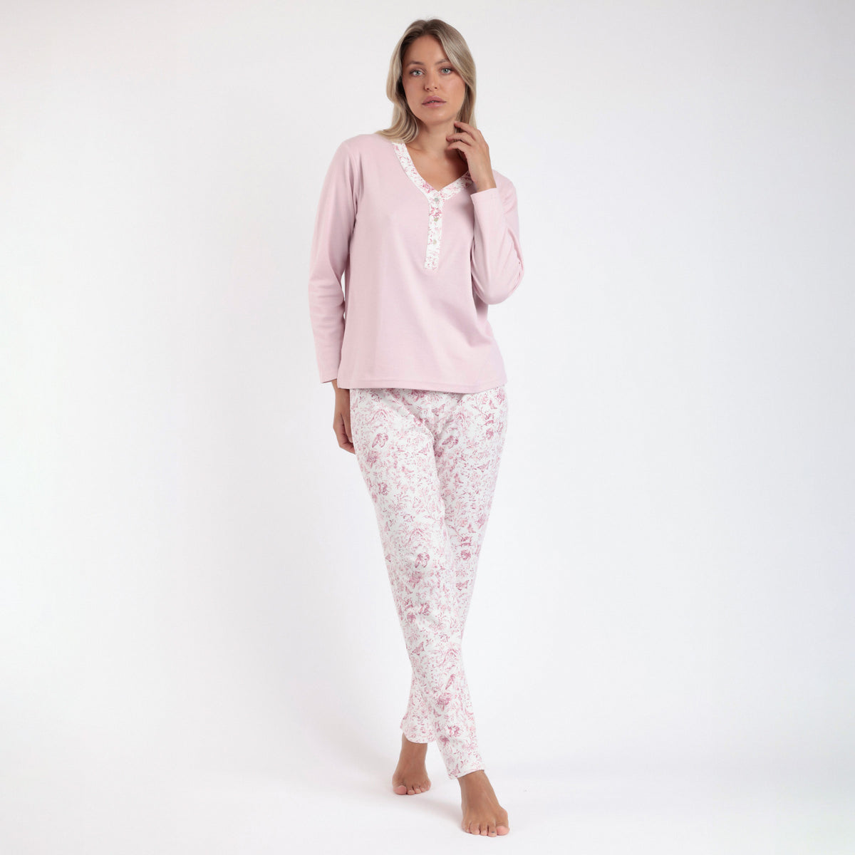 Pigiama donna scollo a serafino in caldo cotone Admas 62633