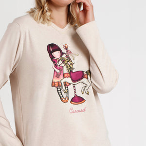 Pigiama donna caldo cotone cuoricini Santoro 62384