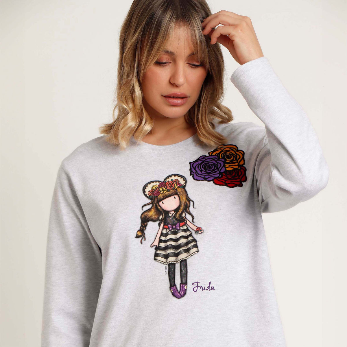 Pigiama donna caldo cotone fiori bambolina Santoro 62388
