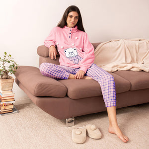  Pigiama Donna con dolcissimo orsetto e pom pom Biancaluna 24D93001