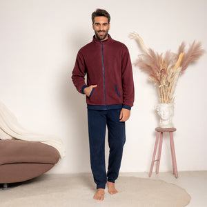 Pigiama uomo maglia aperta in pile Biancaluna 25U03002