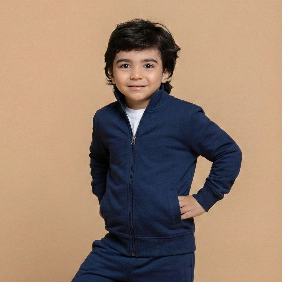 Felpa bimbI full zip collo alto cotone leggero Biancaluna 26B39401