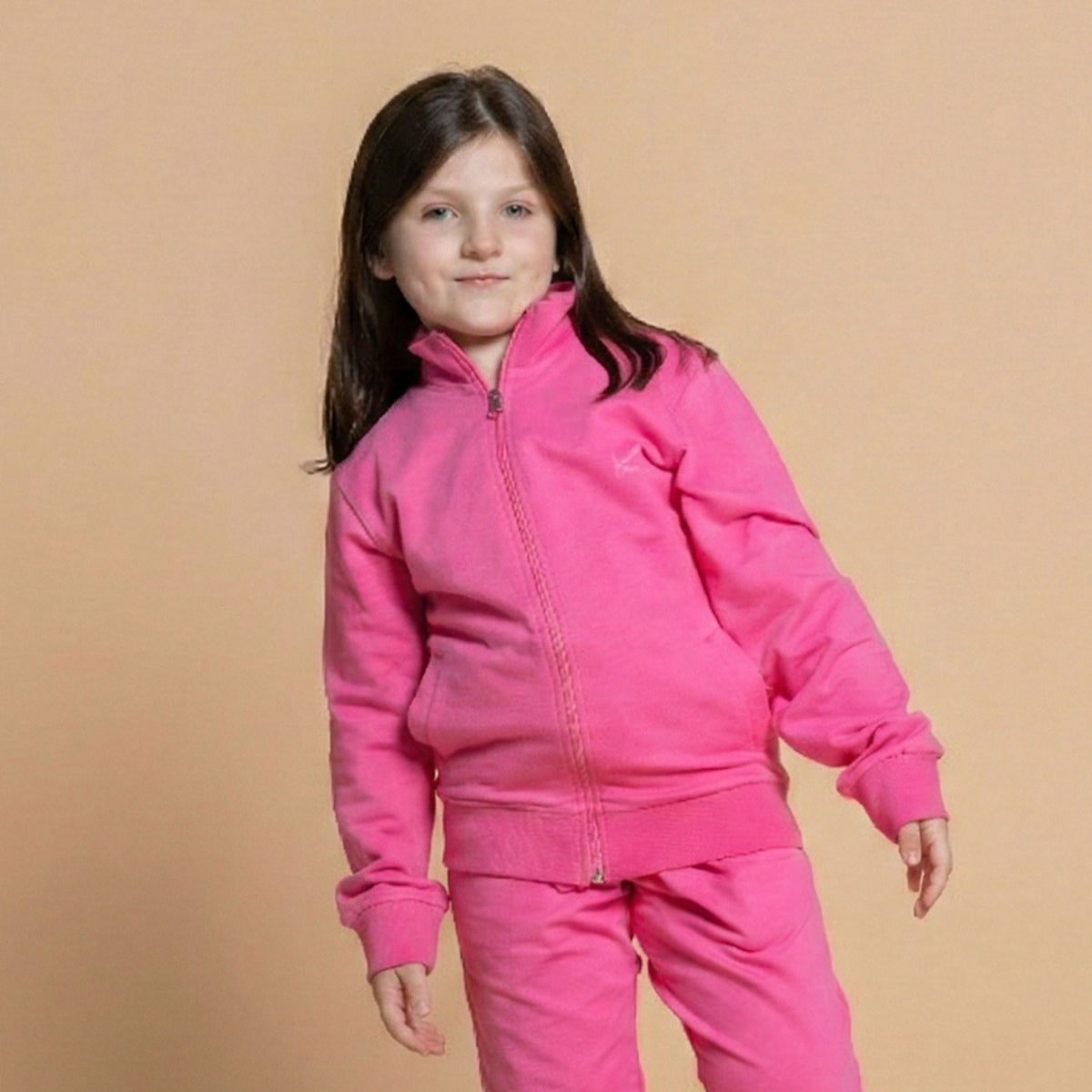 Felpa bimbI full zip collo alto cotone leggero Biancaluna 26B39401