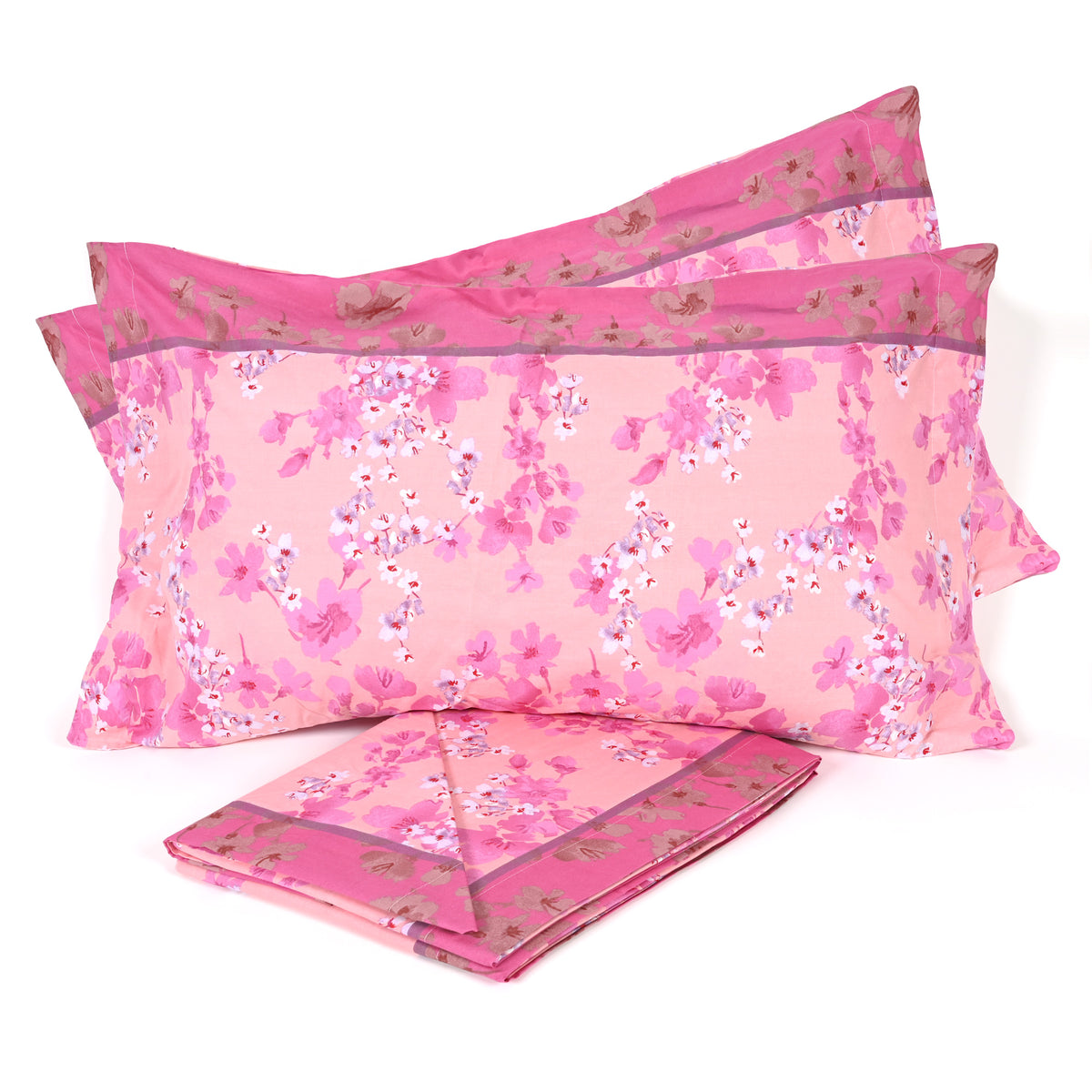 Completo letto matrimoniale floreale in 100% cotone Biancaluna Sibilla