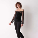 Maglia donna scollo a barchetta in velluto e tulle Cotonella ADD17
