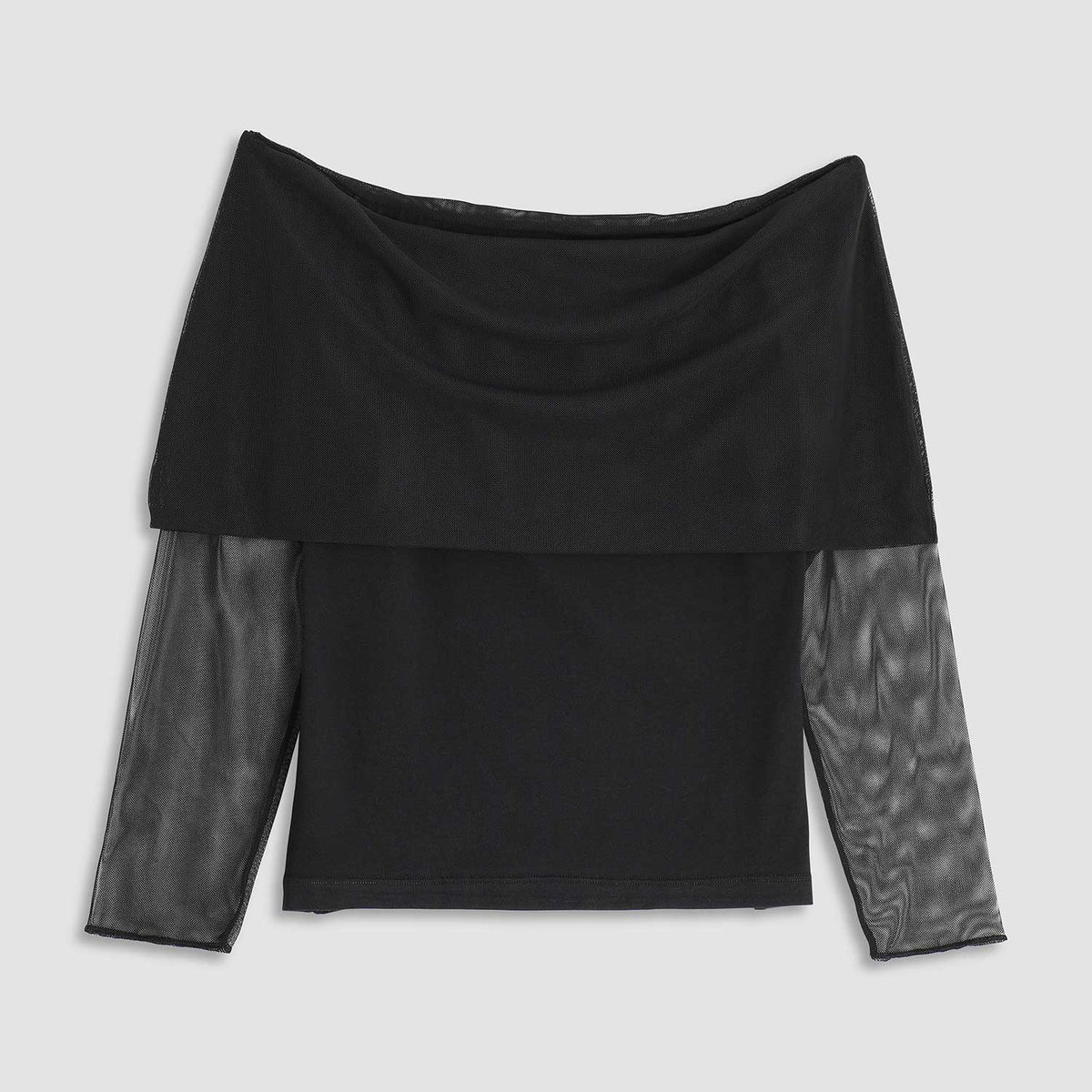 Maglia donna scollo drappeggiato in tulle e cotone Cotonella ADD18