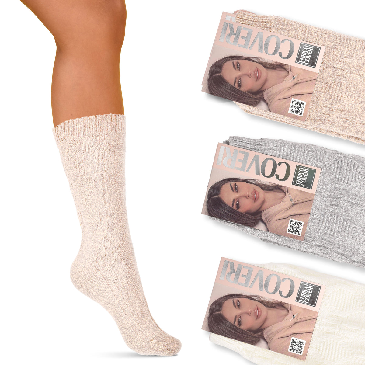 Calze donna invernali midi morbide calde Enrico Coveri Melody-5-ass-A 3 paia