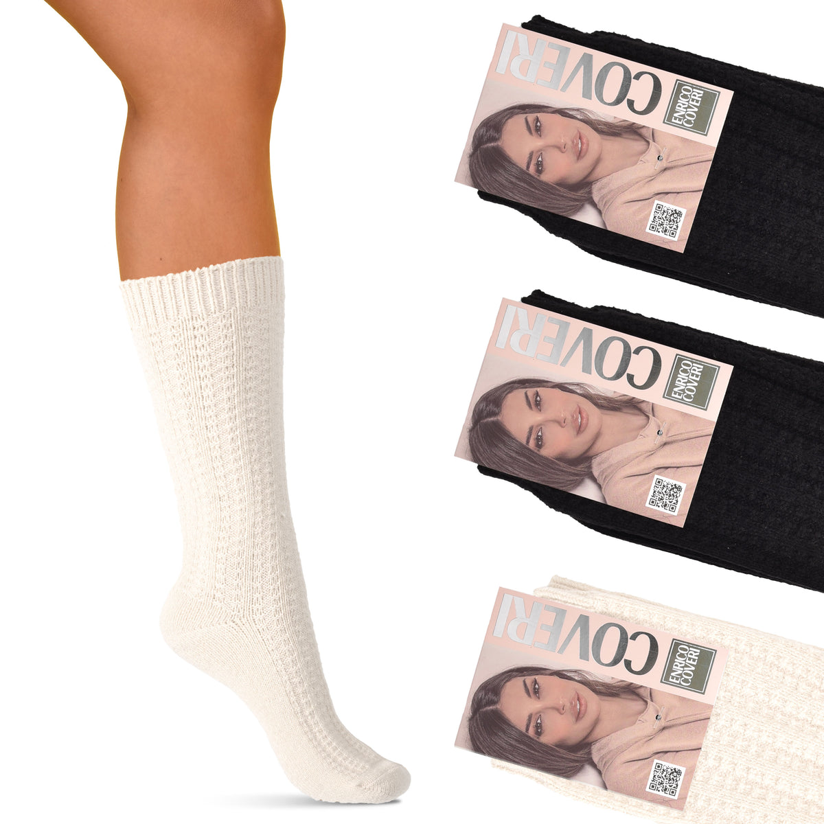 Calze donna invernali midi morbide calde Enrico Coveri Melody-6-ass-D 3 paia-Unica