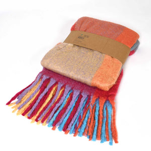 Plaid tartan con frange Enrico Coveri mohair