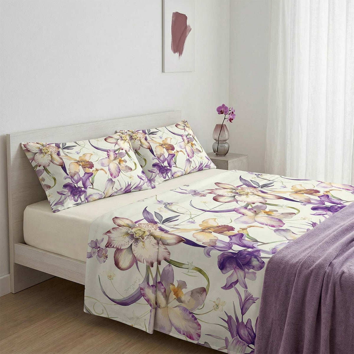Completo letto matrimoniale maxi 100% cotone floreale Enrico Coveri Rhea