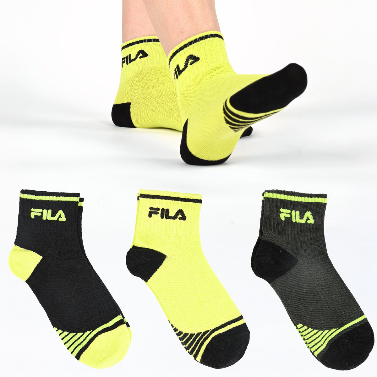 Calze bimbo sportive in cotone elasticizzato Fila F2105 3 paia