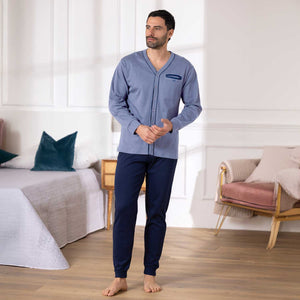 Pigiama uomo maglia aperta caldo cotone Irge IRI2390