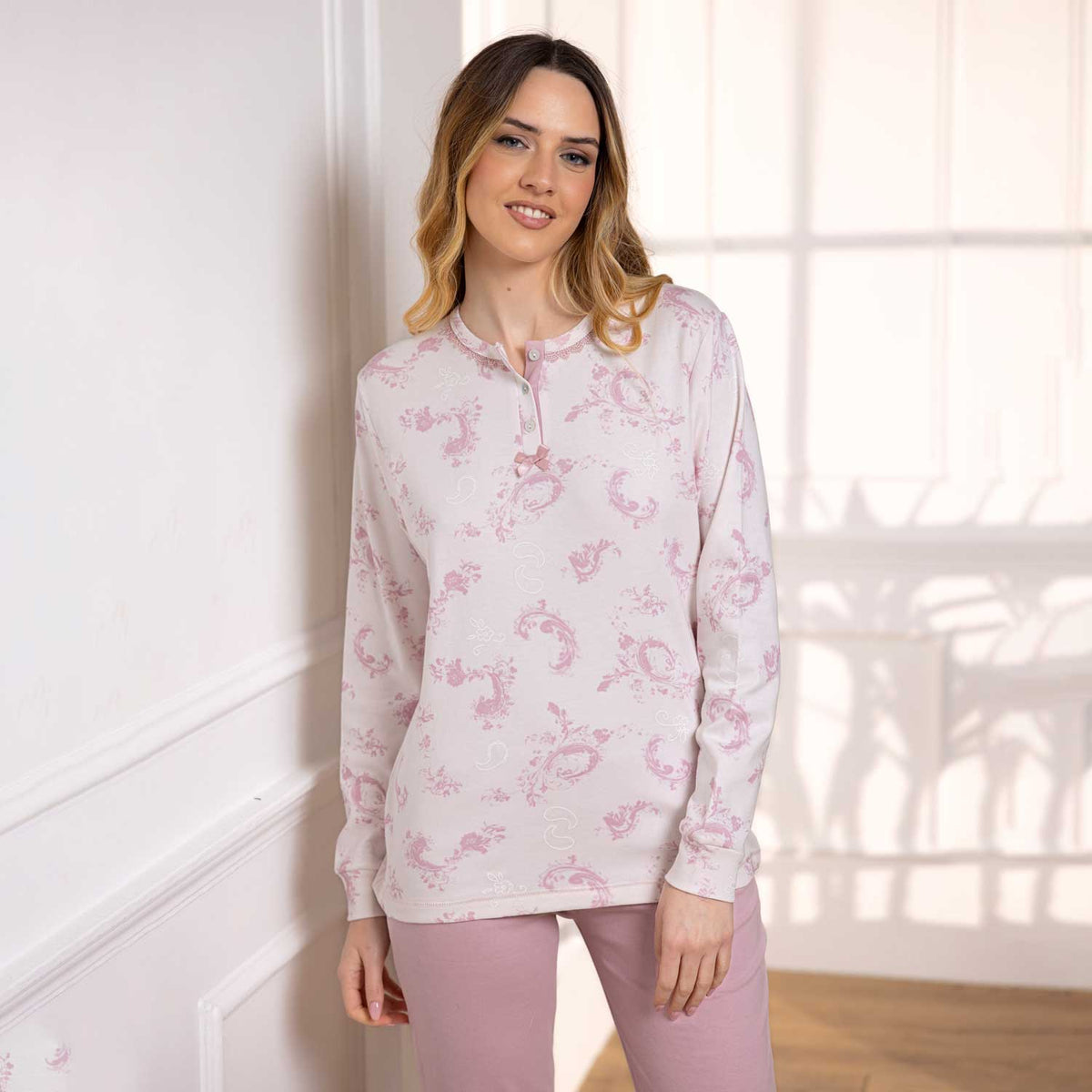 Pigiama donna fantasia paisley caldo cotone Irge IRI2452