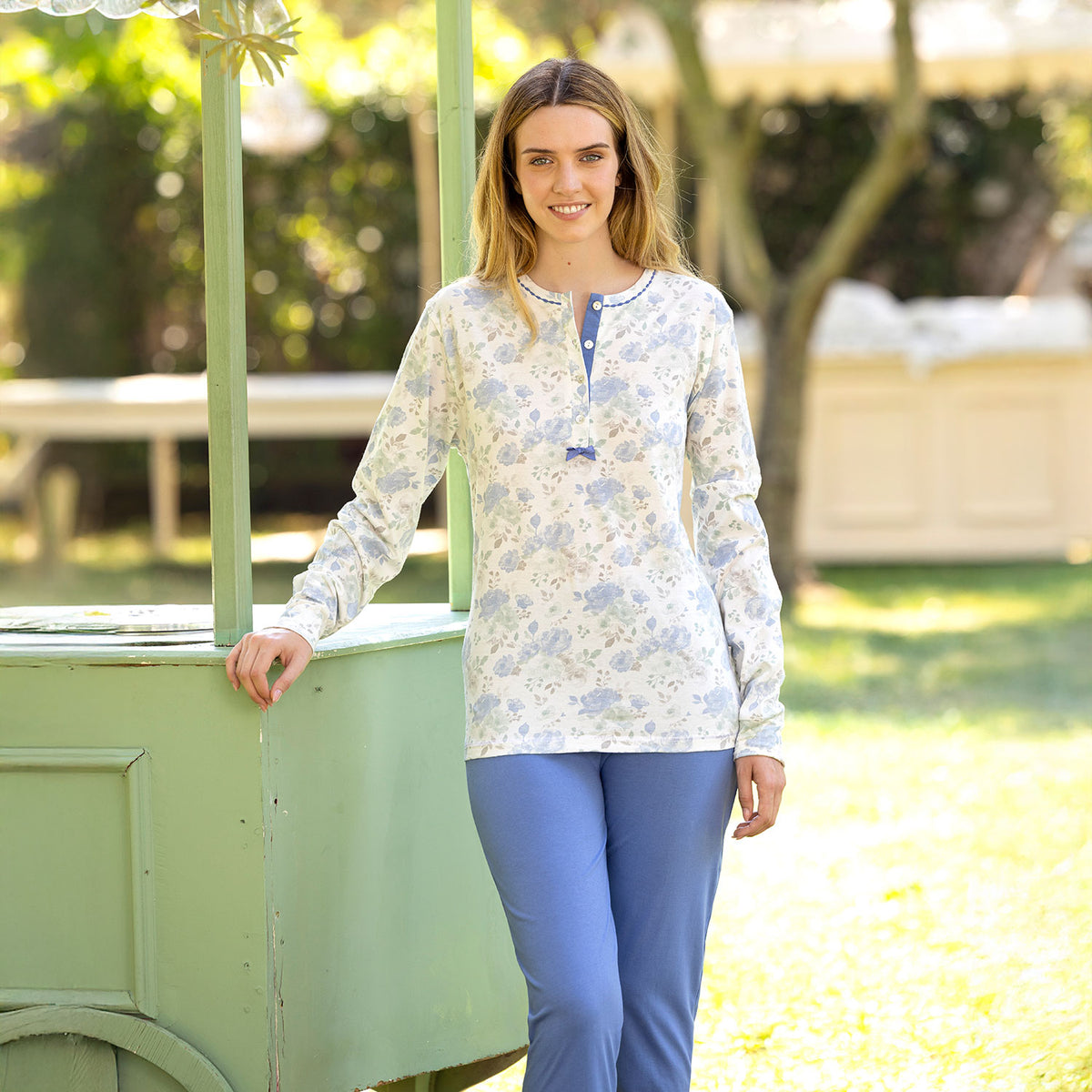 Pigiama donna scollo serafino cotone Irge IRL2561