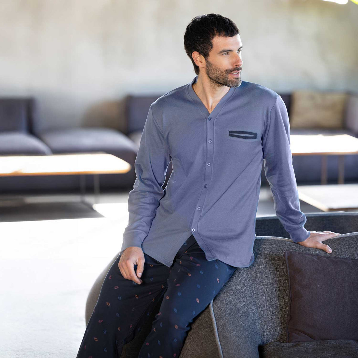 Pigiama uomo maglia aperta caldo cotone Irge MII2499