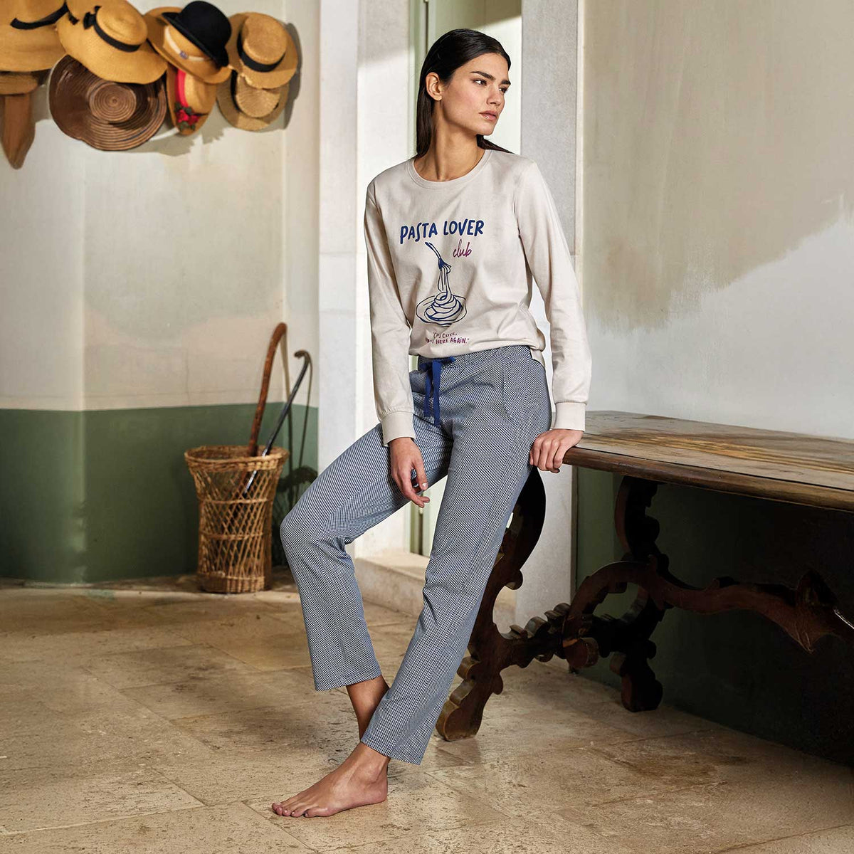 Pigiama donna in jersey di cotone garzato Jadea 5231